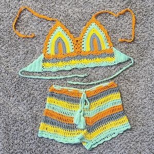 DanceeMangoos Crochet Set Two Piece: Green, S